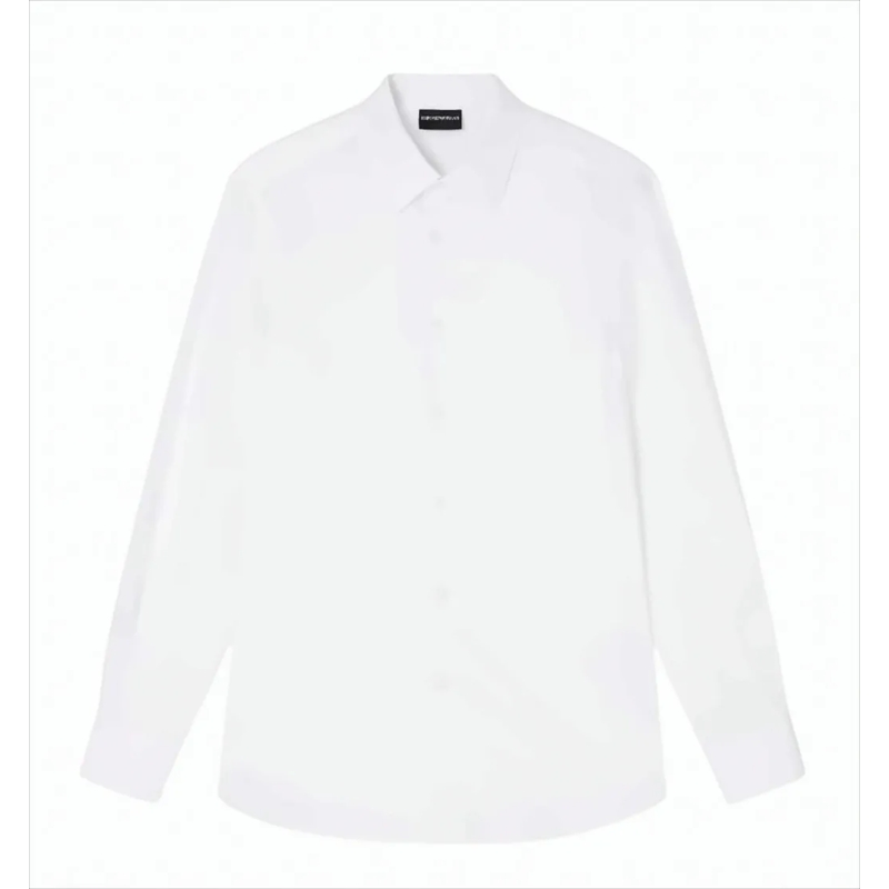 Emporio Armani Overhemd Lyocell Jacquard Shirt With All-Over Eagles White