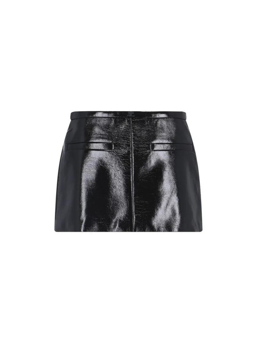 Thumbnail - Courrèges - Black Vinyl Mini Skirt - Größe 40 - schwarz