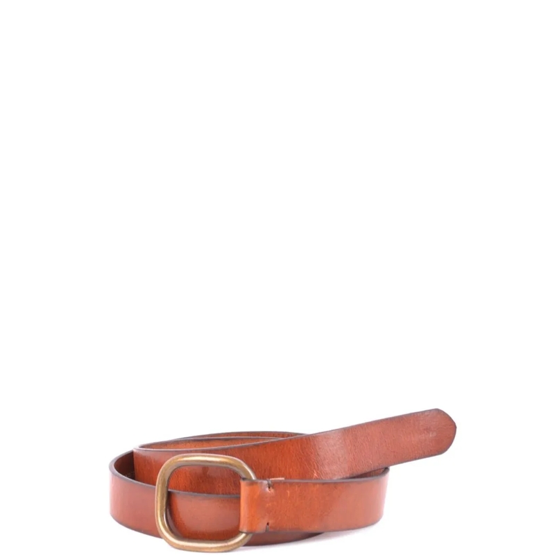 Dsquared2 Gürtel Slim Brown Leather Belt With Brass Buckle Brown