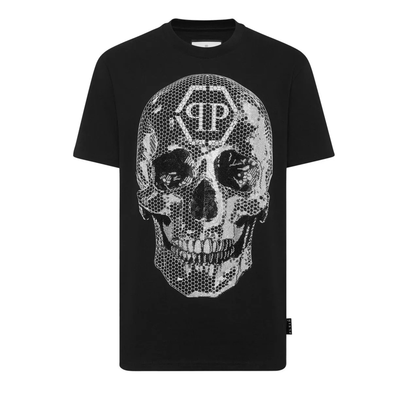 Philipp Plein T-Shirt T-Shirt Rundhalsausschnitt Ss Skull Mit Schmuckste schwarz