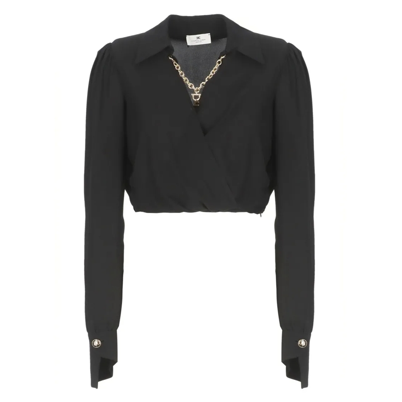 Elisabetta Franchi Chemisier Chain-Detail Black Viscose Shirt Black