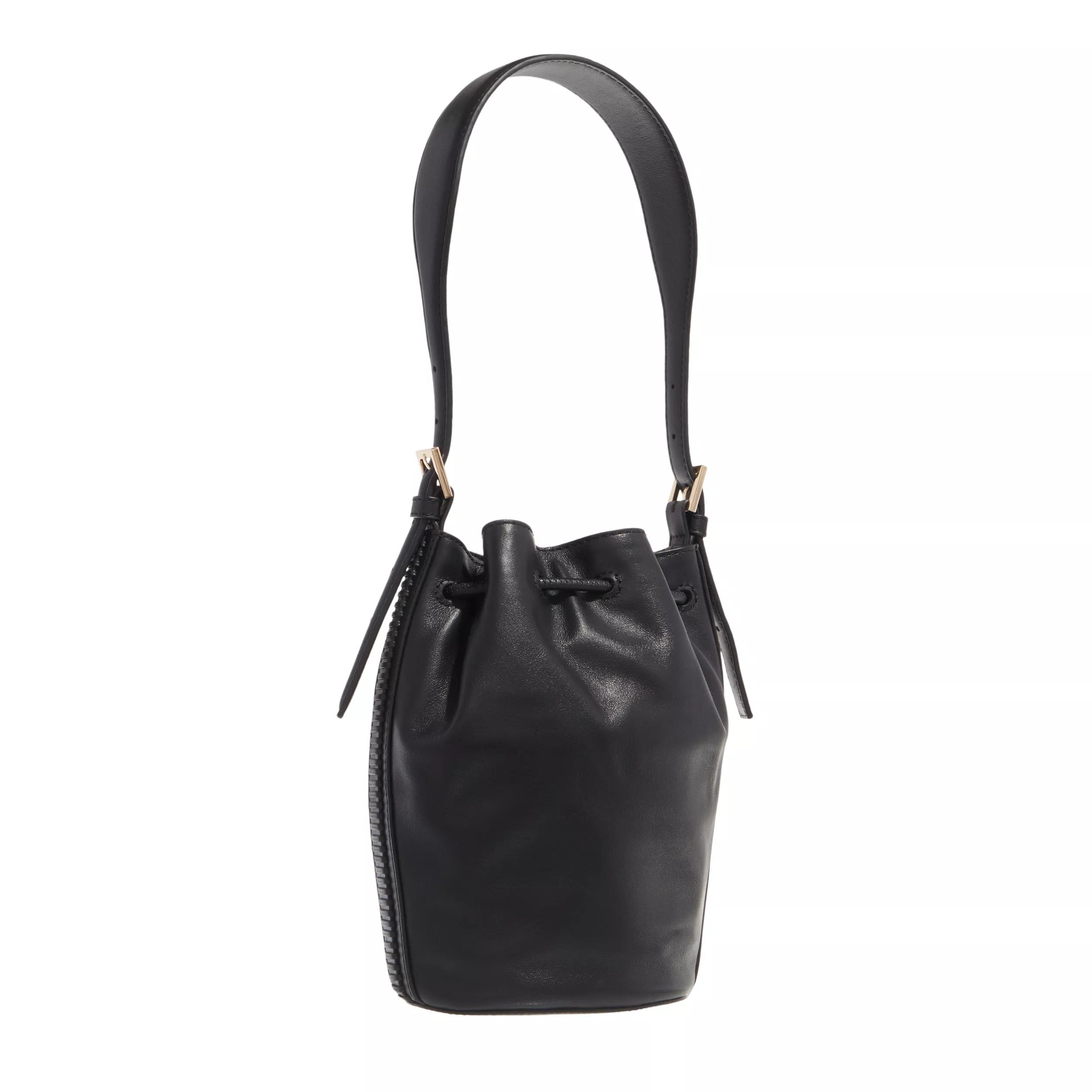 Black leather hot sale bucket bag