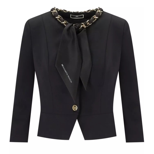 Elisabetta Franchi Black Jacket With Chain Foulard Scarf Black 