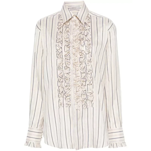 Stella McCartney Beige Striped Ruffled Shirt White 
