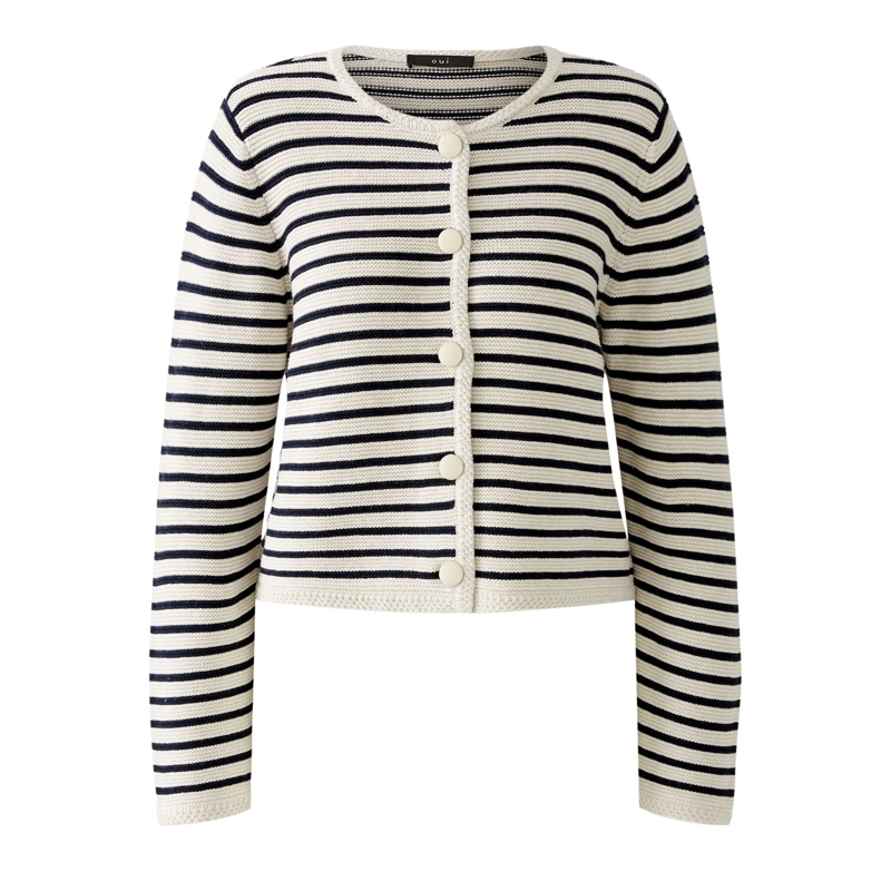 Oui Strickjacke Strickjacke blau
