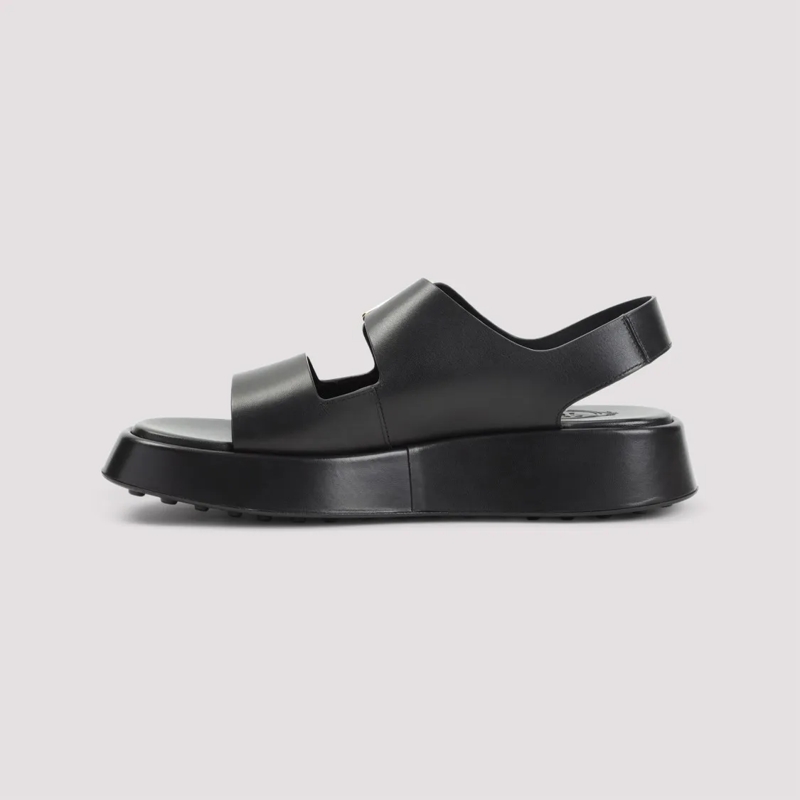 Tod's Sandalen Black Calf Leather Sandals Black