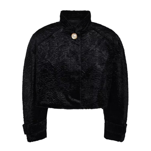 Casablanca Astrakhan Fabric Cropped Jacket Black 