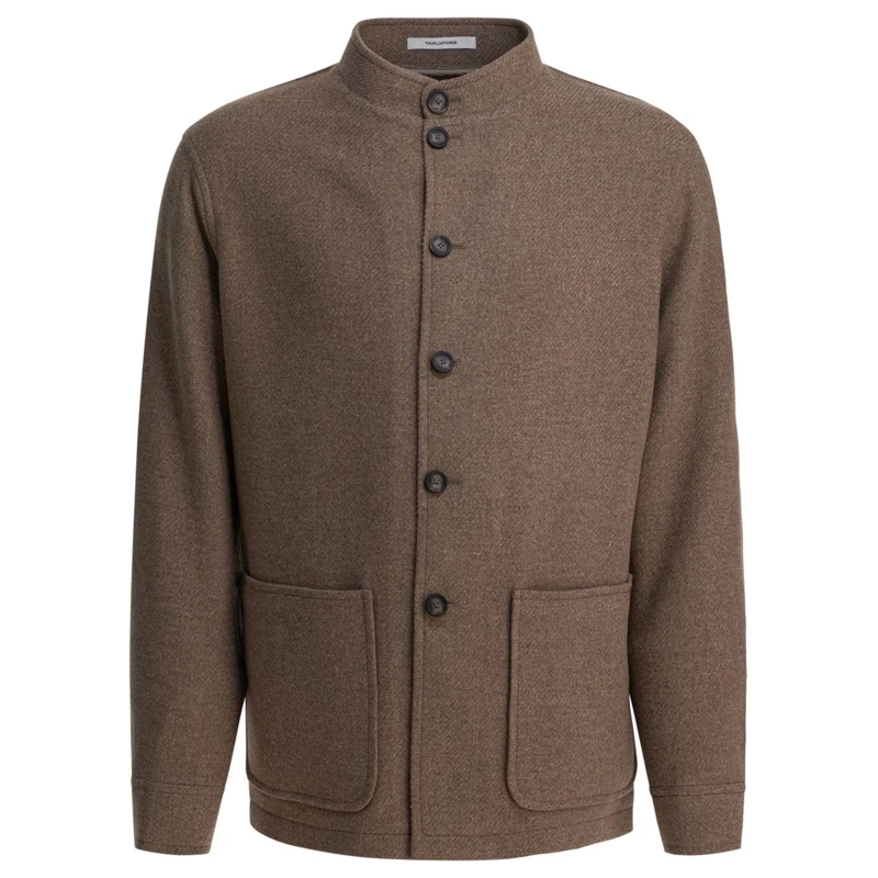 Tagliatore Winterjas Brown Wool Blend Coat With Stand Collar Brown