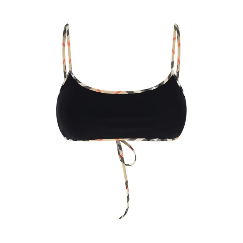 Burberry  "Check" Swimsuit Top In Black Stretch Fabric Black