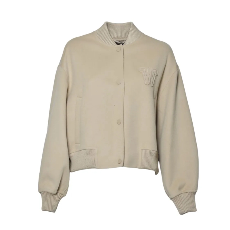 Max Mara Blouson aviateur Cropped Bomber Jacket With Ribbed Collar Neutrals