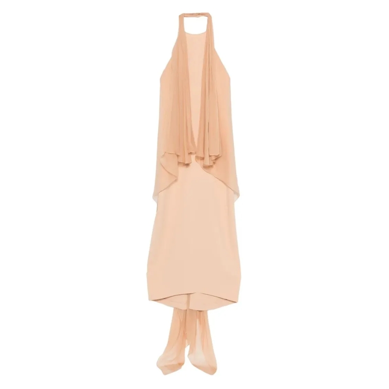 Alberta Ferretti  Flowing Silhouette Dress With Delicate Draping Neutrals