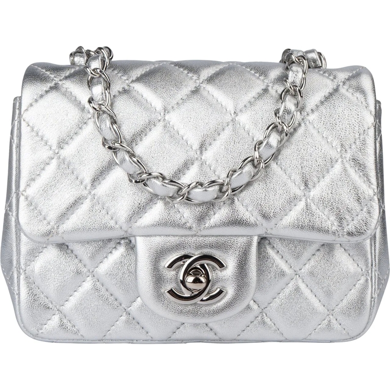 Chanel Tote Chanel Quilted Silver Lambskin Single Flap Crossbo mehrfarbig
