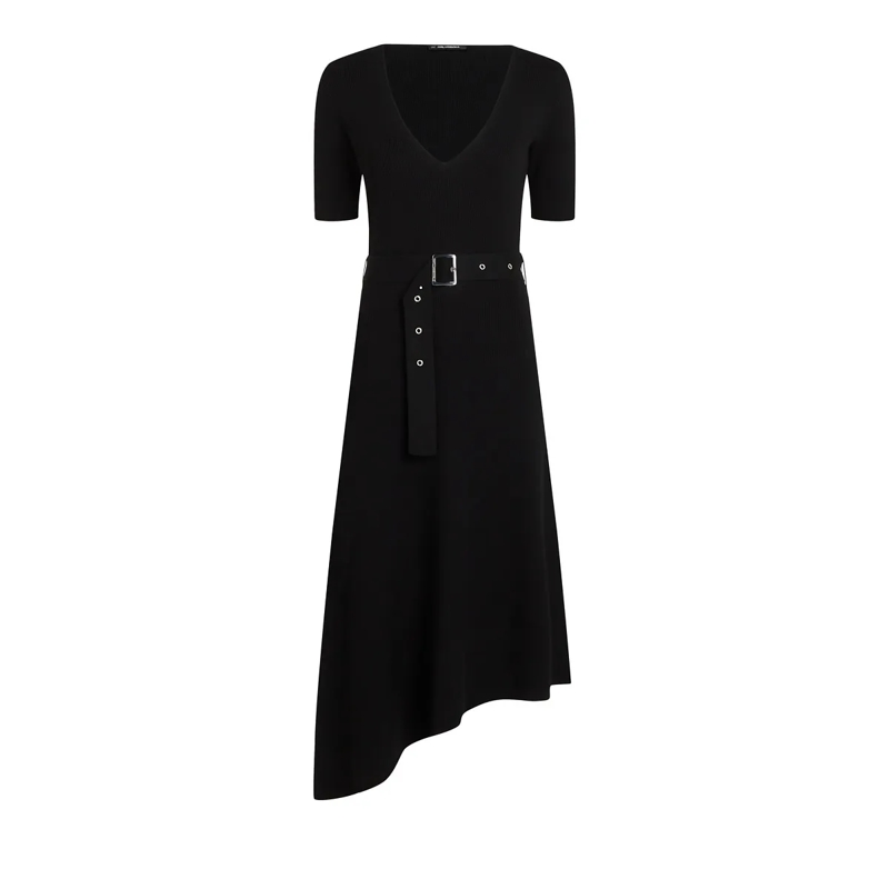 Karl Lagerfeld Kleid Strickkleid mit G�rtel schwarz