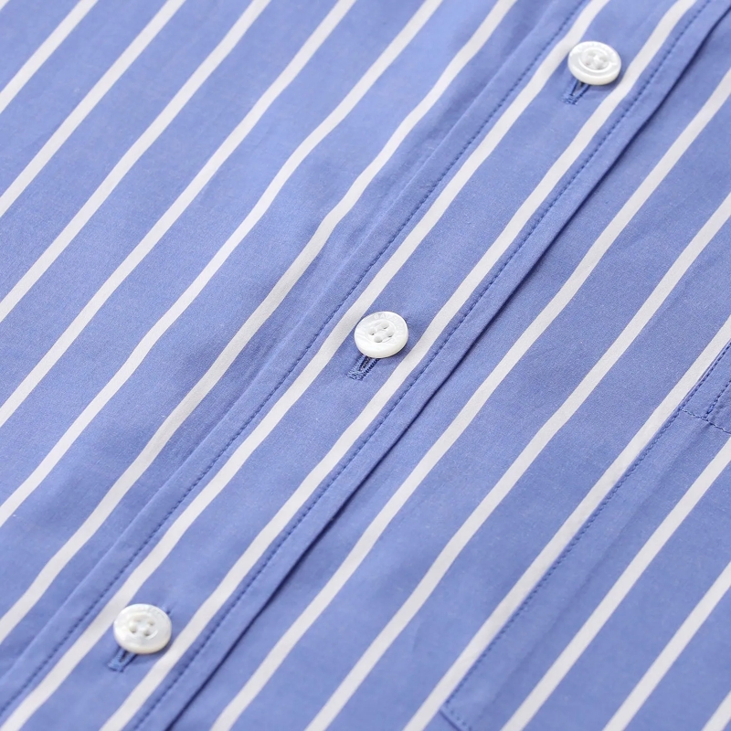 Balenciaga Hemd Gestreiftes Hemd mit Logo blau(Image 4)