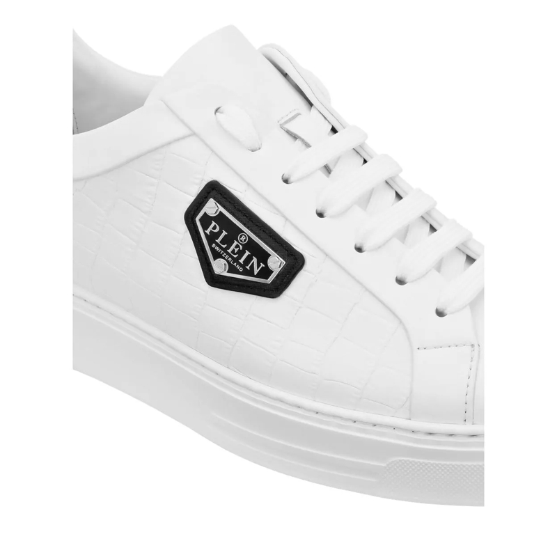 Philipp Plein Low-Top-Sneaker Low-Top Turnschuhe Crocco Print weiss(Image 2)