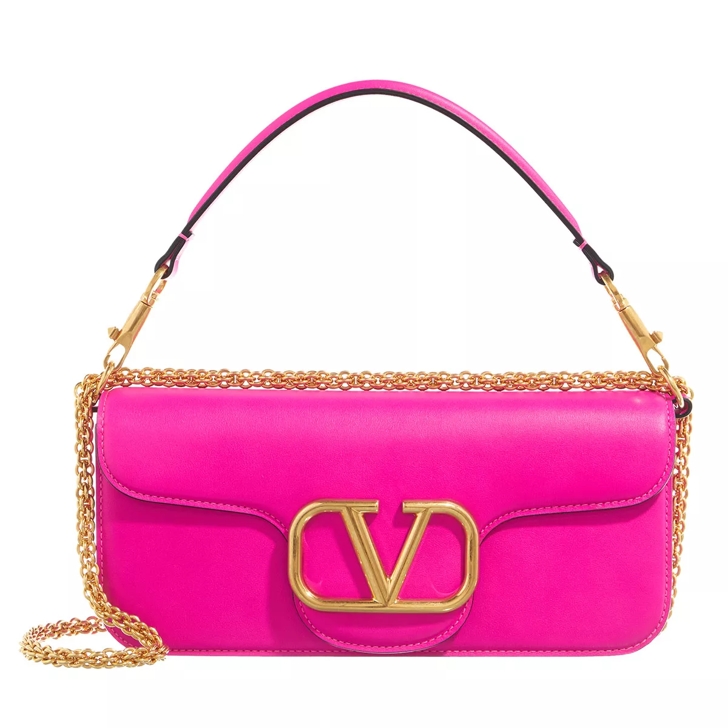 V Logo Leather Tote Bag in Pink - Valentino Garavani