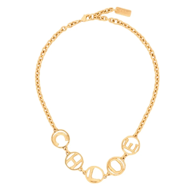 Chloé Mittellange Halskette Vintage Gold Script Choker With Hammered Texture Not Applicable