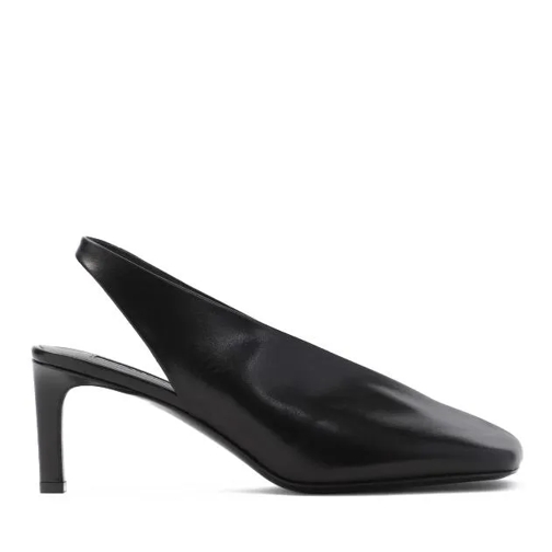 Jil Sander Black Goat Leather Sling Back Shoes Black Mule