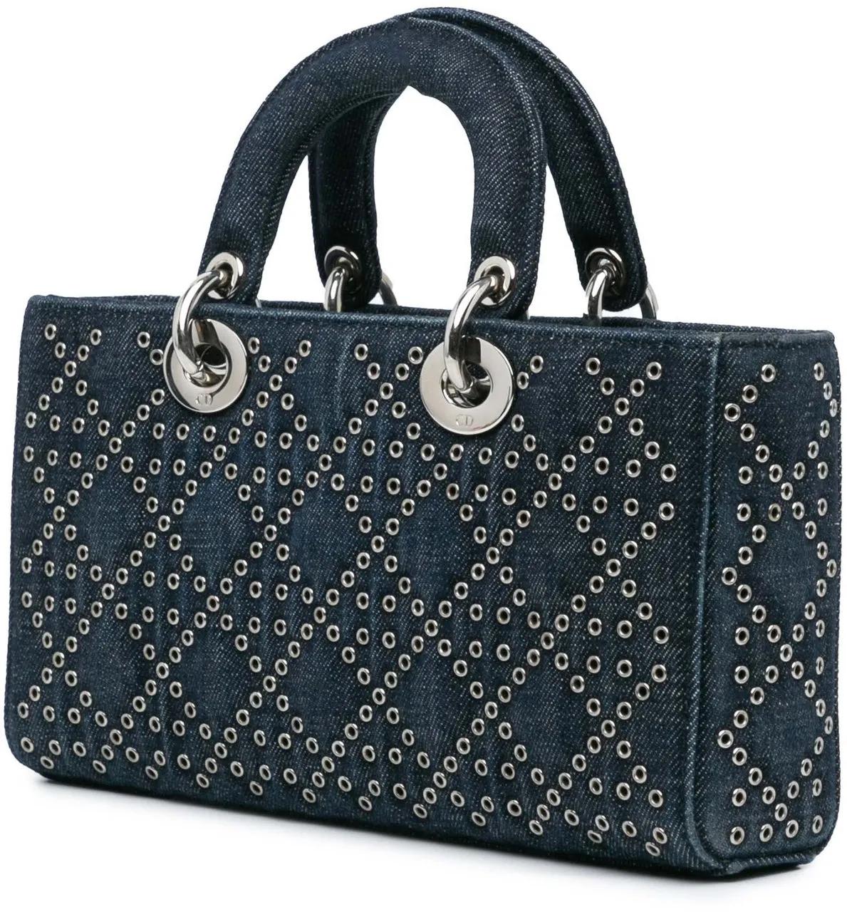 Thumbnail - Christian Dior Hobo Bags - 2022 Medium Denim Cannage Eyelet Lady D Joy - Gr. unisize - in Blau - für Damen