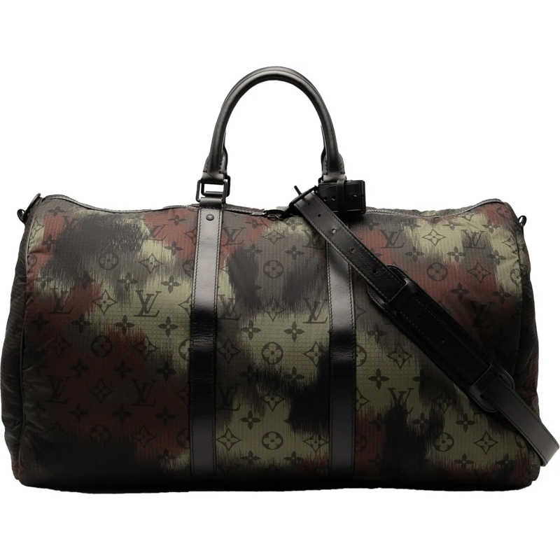 Louis Vuitton Weekender Monogram Camouflage Nylon Keepall Bandouliere 50 grün