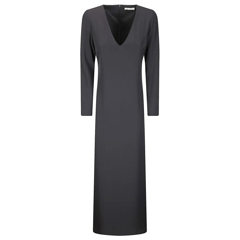 STEFANO MORTARI  Long Black Dress With V-Neck Black