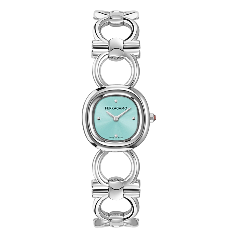 Salvatore Ferragamo Quarzuhr Quarz-Analoguhr Double Gancini silber