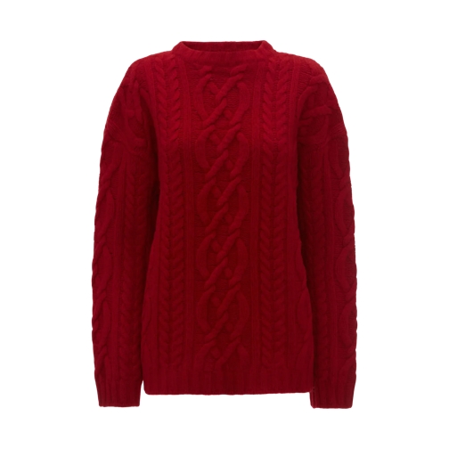 J.W.Anderson Trui Pullover mit Zopfmuster 417 BRIGHT RED