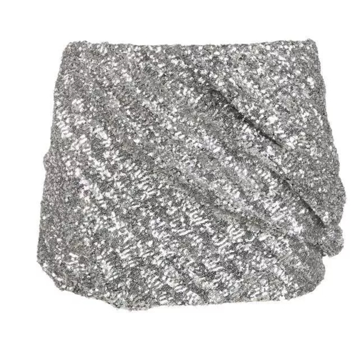 The Attico Sequin-Embellished Miniskirt Grey 