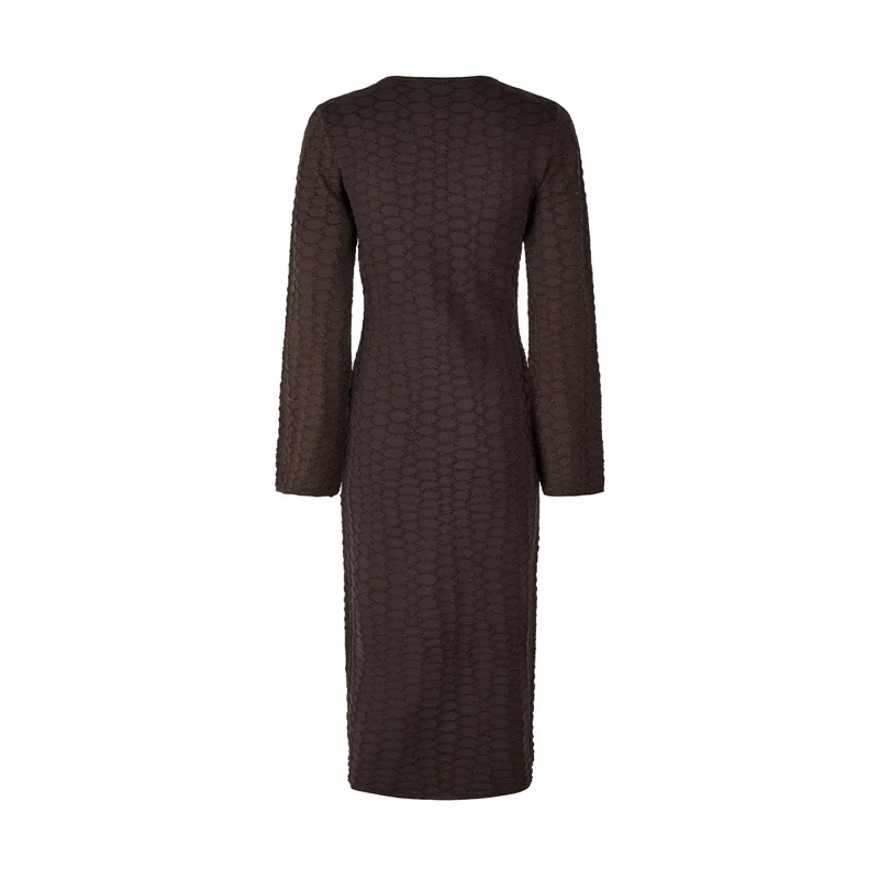 Marc Aurel Midikleid Strickkleid- elastischer Gürtel mit Metallschlie braun(Image 5)
