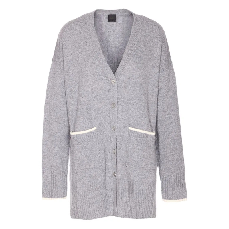 Pinko Strickjacke Long Grey Merino Wool Grey