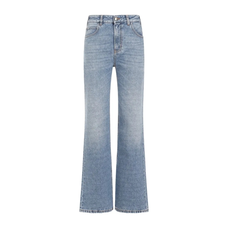 Chloé Jeans Distressed Blue Boyfriend Jeans With Monogram Char Blue