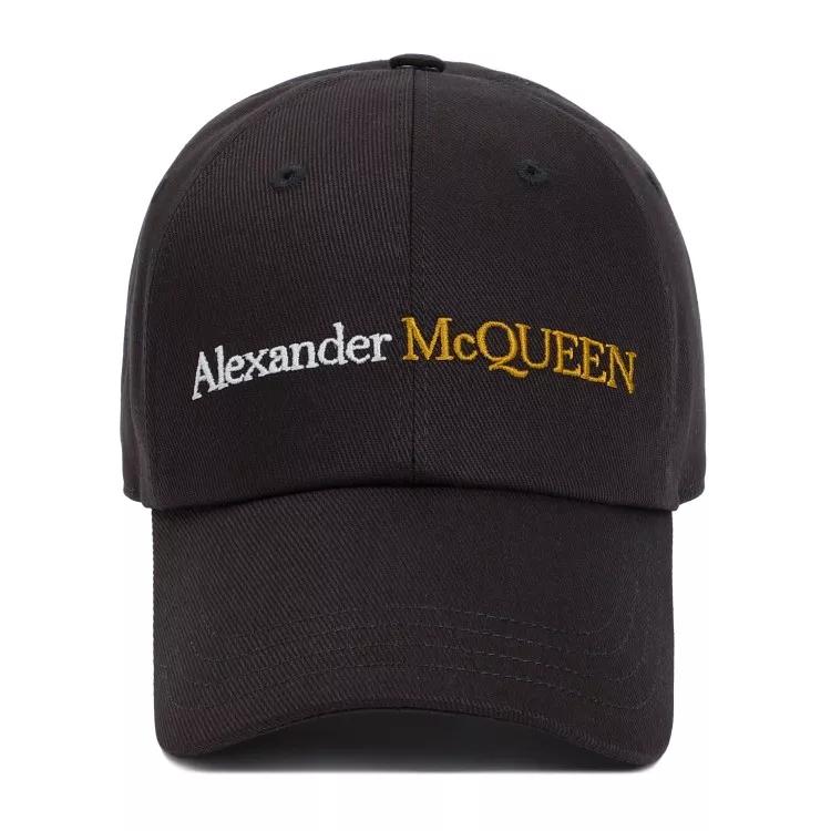 Alexander McQueen Mützen - Classic Logo Bicolor Black Gold Cotton Hat - Gr. L - in Schwarz - für Damen