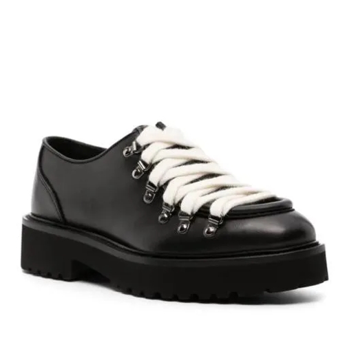 Doucal's Leather Lace-Up Shoes Black lage-top sneaker