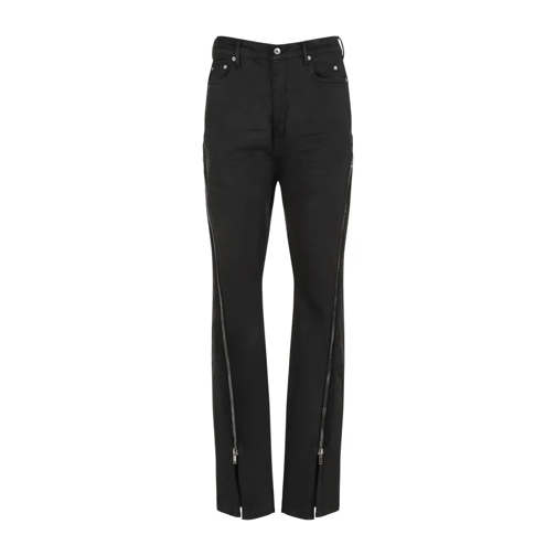 Rick Owens Black Wax Cotton Bolan Banana Jeans Black Jeans