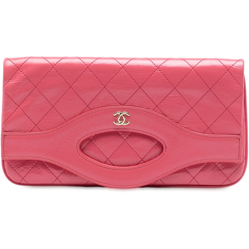 Chanel Pochette Crumpled Calfskin 31 Clutch rose