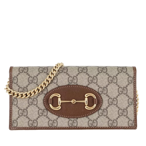 Gucci Horsebit Wallet On Chain Leather Beige Ebony Wallet On A Chain