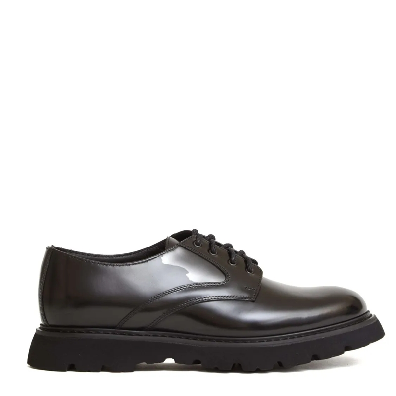 Doucal's Schnürschuhe Polished Black Leather Derby Shoe With Ultra-Light Black