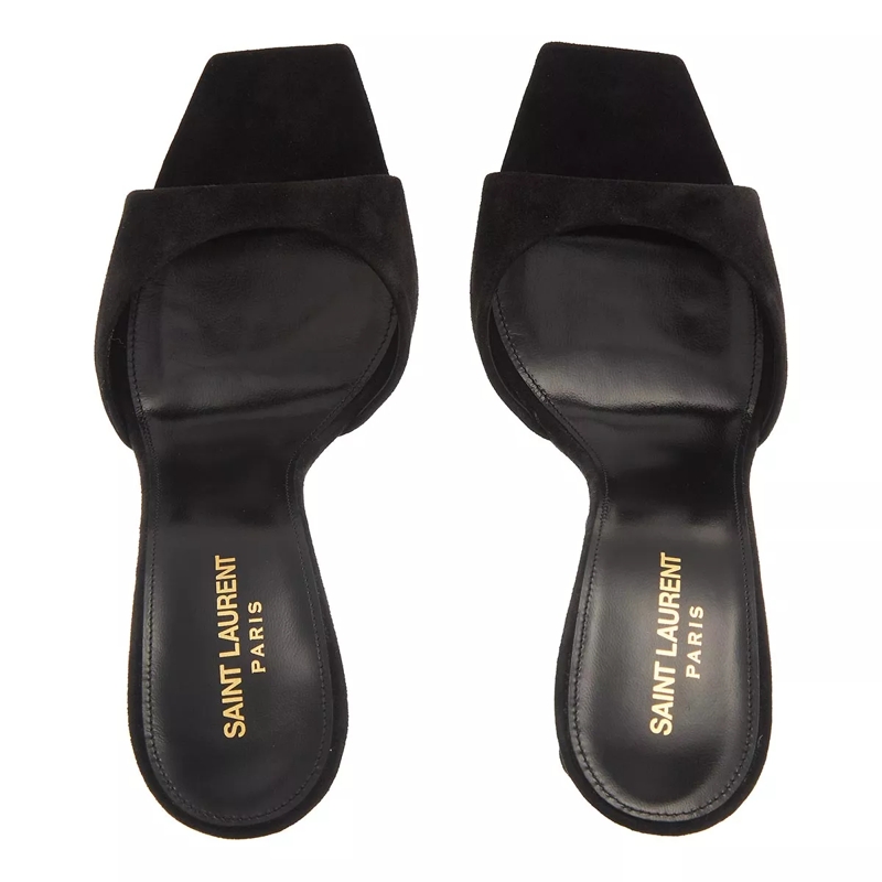 Saint Laurent Pumps PAZ Suede And Metallic Leather Sandals Black and Hope Green(Image 4)