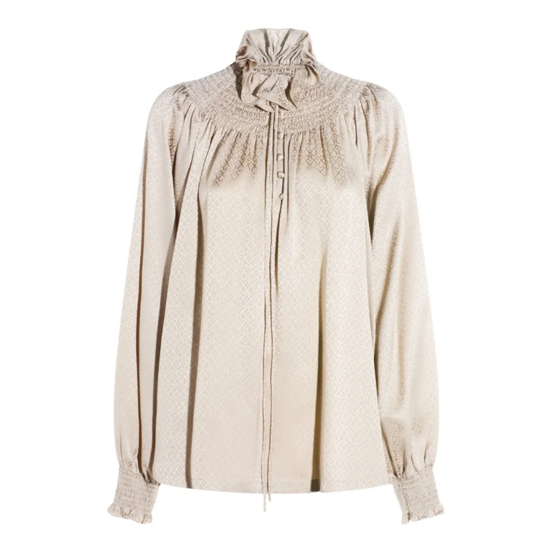 Burberry Blouse Beige Silk Shirt Neutrals