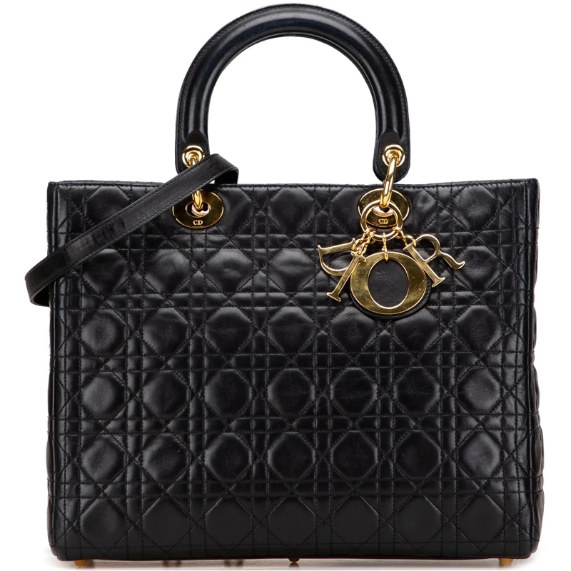 Christian Dior Schultertasche Large Lambskin Cannage Lady Dior schwarz