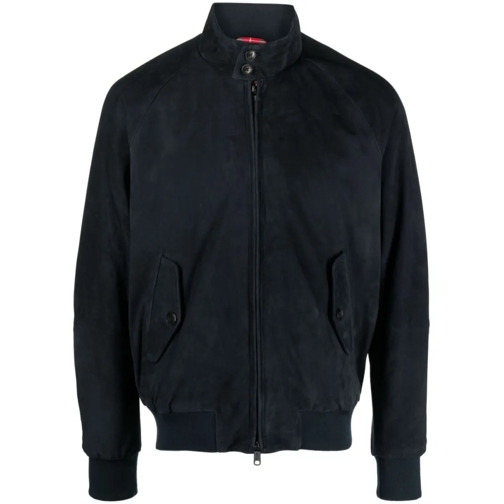 Baracuta Bomberjacken Navy Suede Logo Jacket Blue