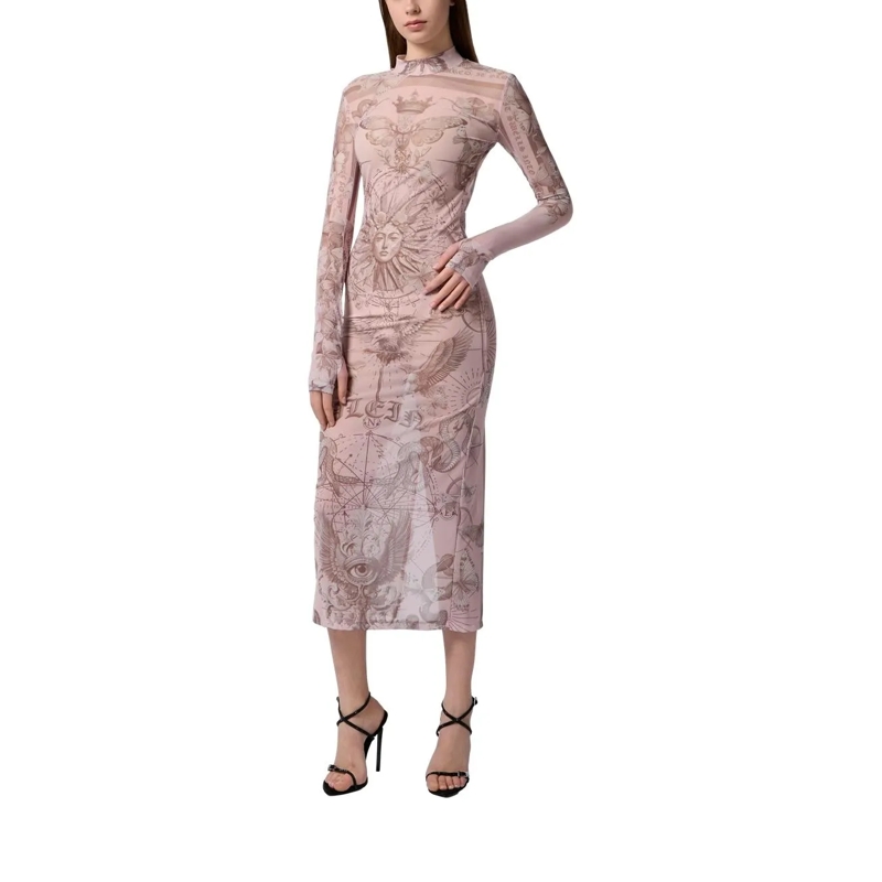 Philipp Plein Maxikleid Tulle Maxi Dress Open Back Butterfly Tattoo rose(Image 2)