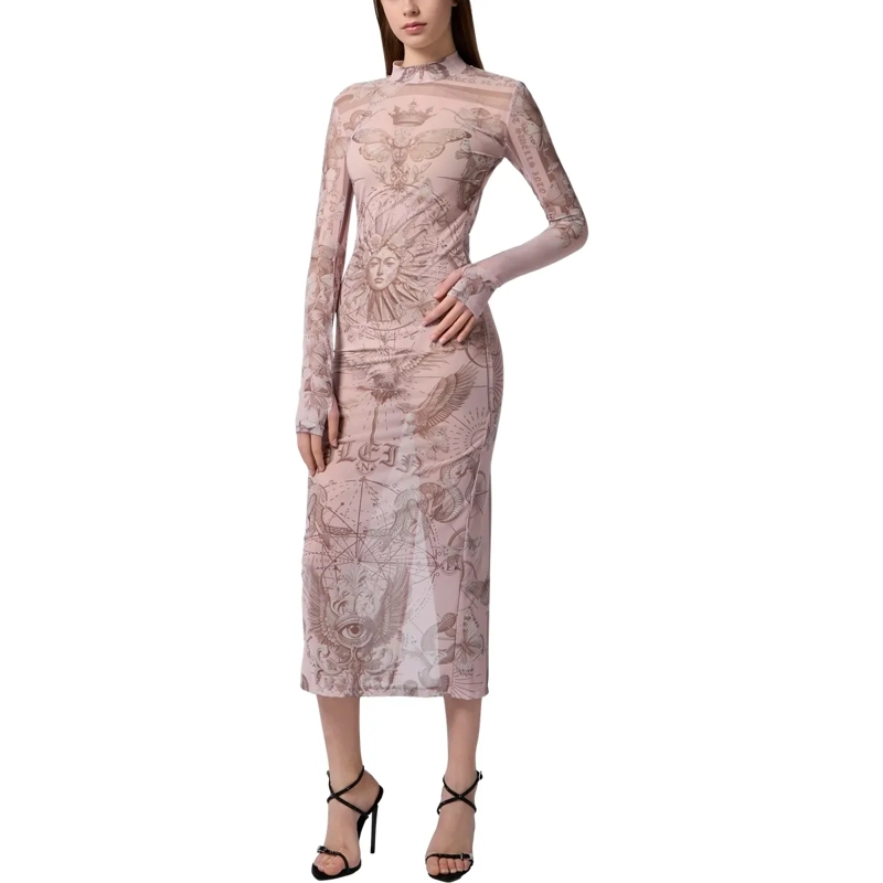 Philipp Plein Maxikleid Tulle Maxi Dress Open Back Butterfly Tattoo rose(Image 3)