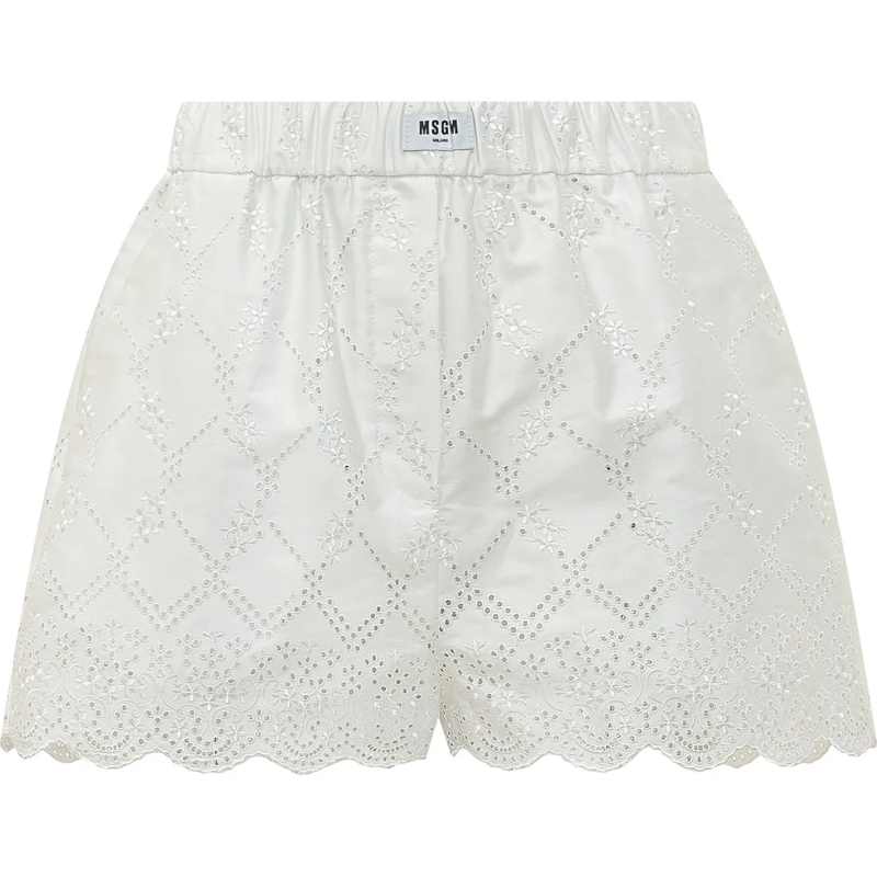 MSGM Shorts Short Ricamati Sangallo weiß