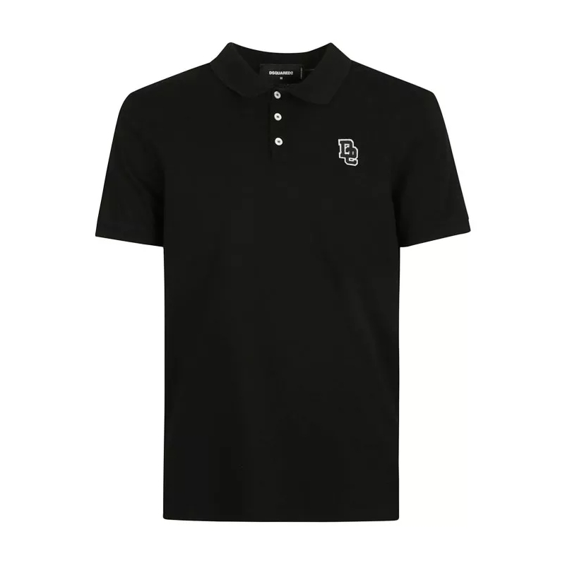 Dsquared2  Black Cotton Logo Patch Polo Black
