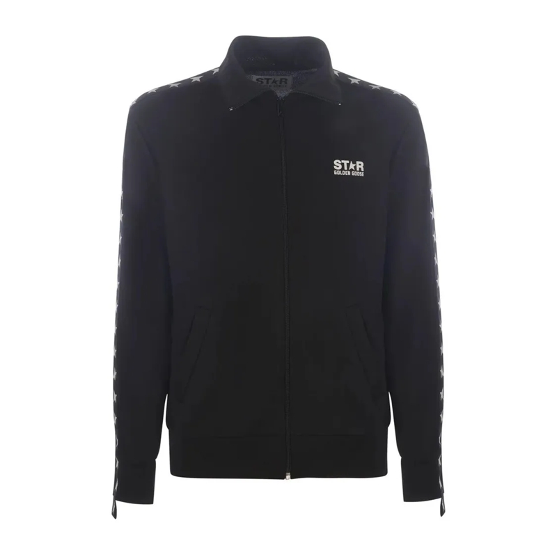 Golden Goose Blouson aviateur Zipped Track Jacket With Contrasting Star Detailin Black