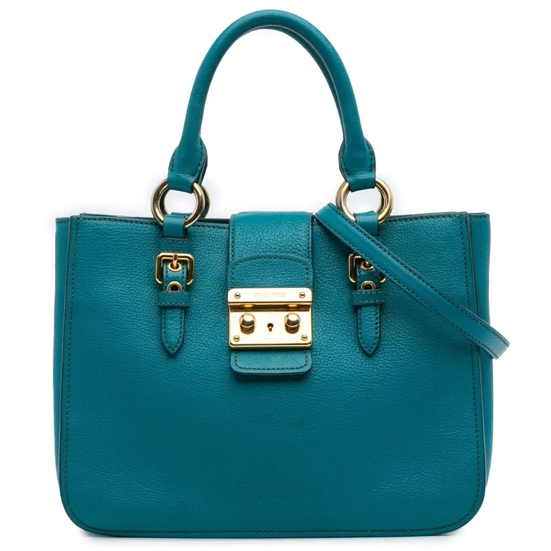 Miu Miu Sac à bandoulière Goatskin Madras Satchel blau