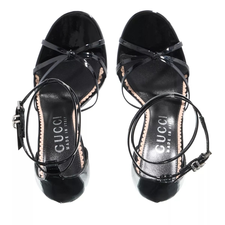 Gucci Women Strappy Sandal Patent Leather Black High Heel