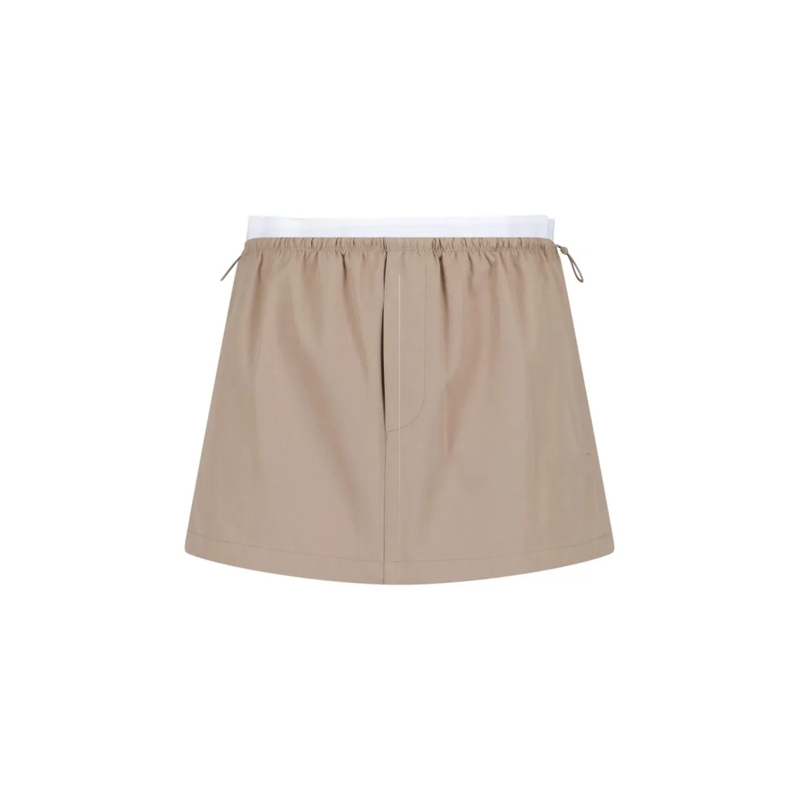 Alexander Wang Midirok Logo Skirt In Taupe Cotton, Mid-Rise Neutrals