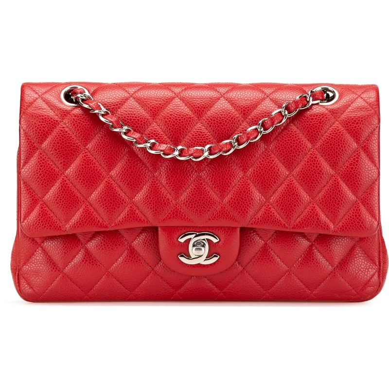 Chanel Sac à bandoulière Medium Classic Caviar Double Flap rot